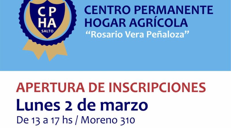 Apertura de inscripciones del Centro Permanente “Hogar Agrícola”
