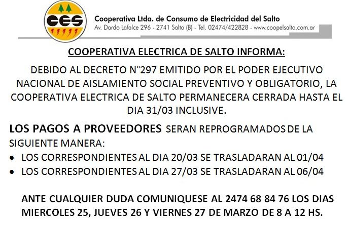 Pago a proveedores de la Cooperativa