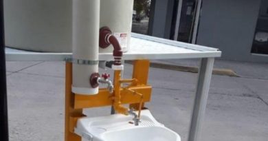 En Magdalena se instaló un lavamanos en la vía pública para evitar la propagación del coronavirus