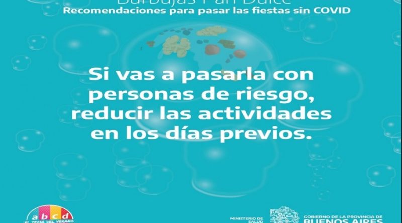 Bajo la denominación de “burbujas pan dulce” el Ministerio de Salud elaboró claves para respetar en Navidad y Año Nuevo